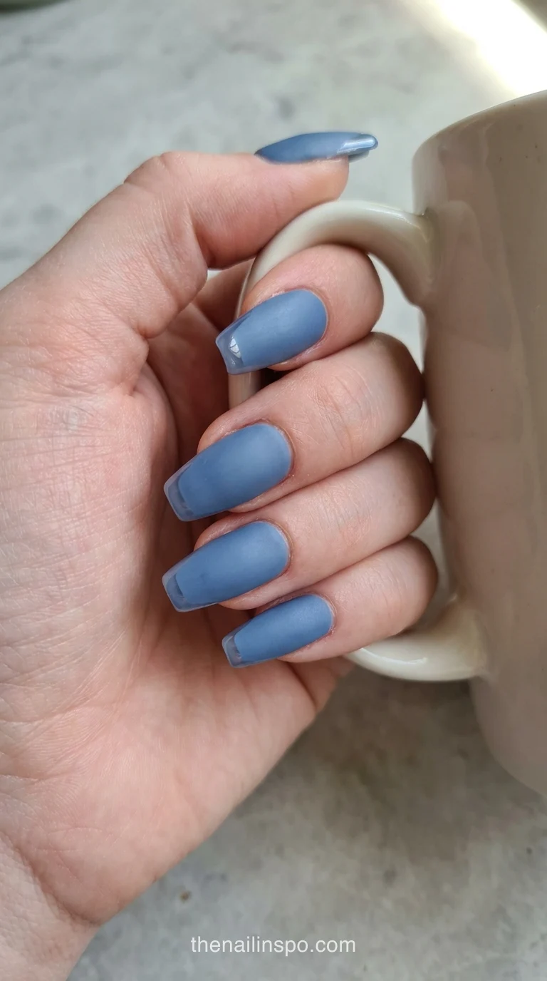 Denim Matte Coffin Nails