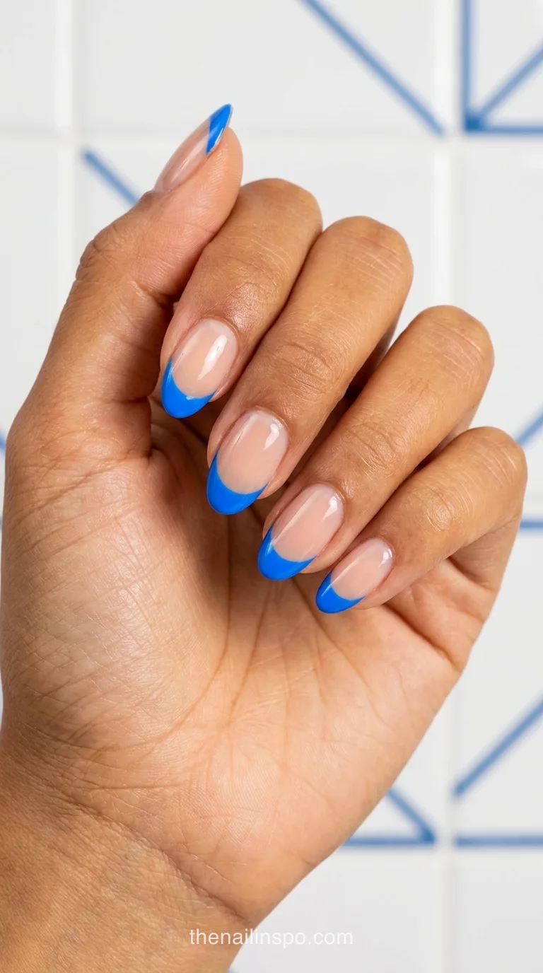 Electric Neon French Almond Nails