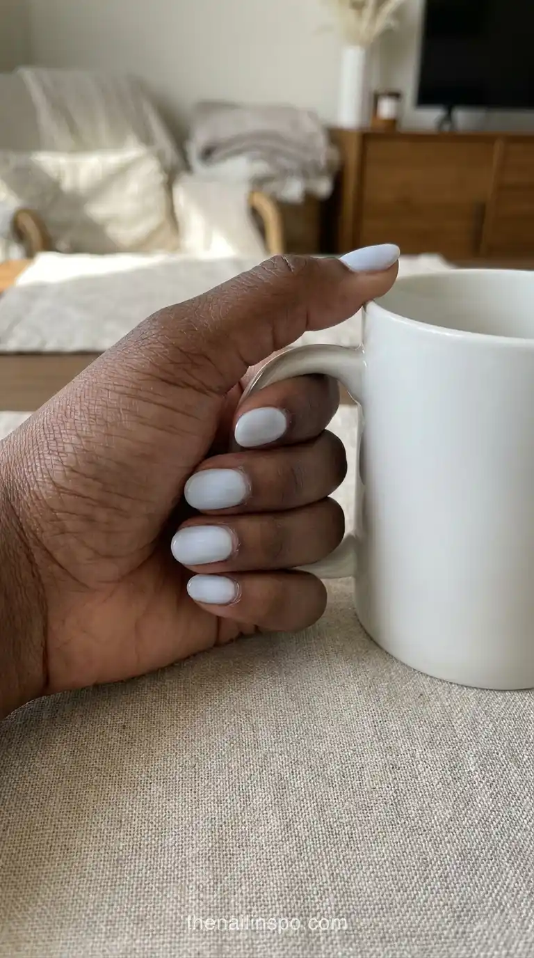 Milky Blue Sheer Oval Nails