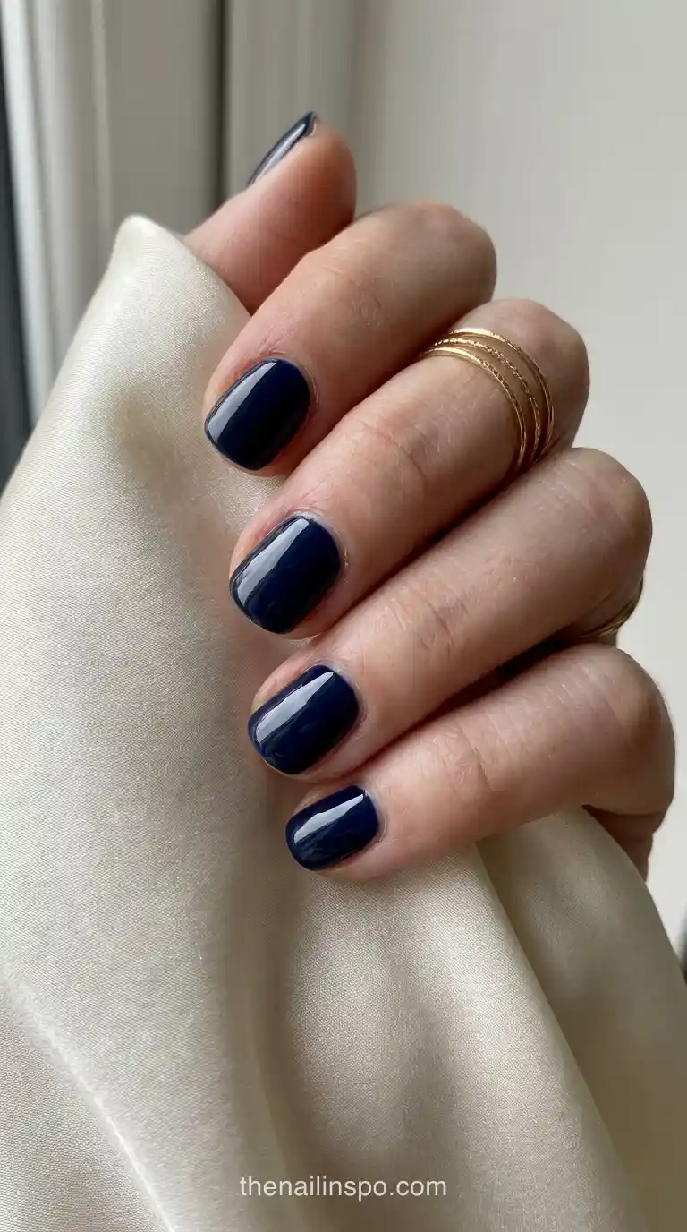 Navy Nails Gold Jewelry Bridal Detail