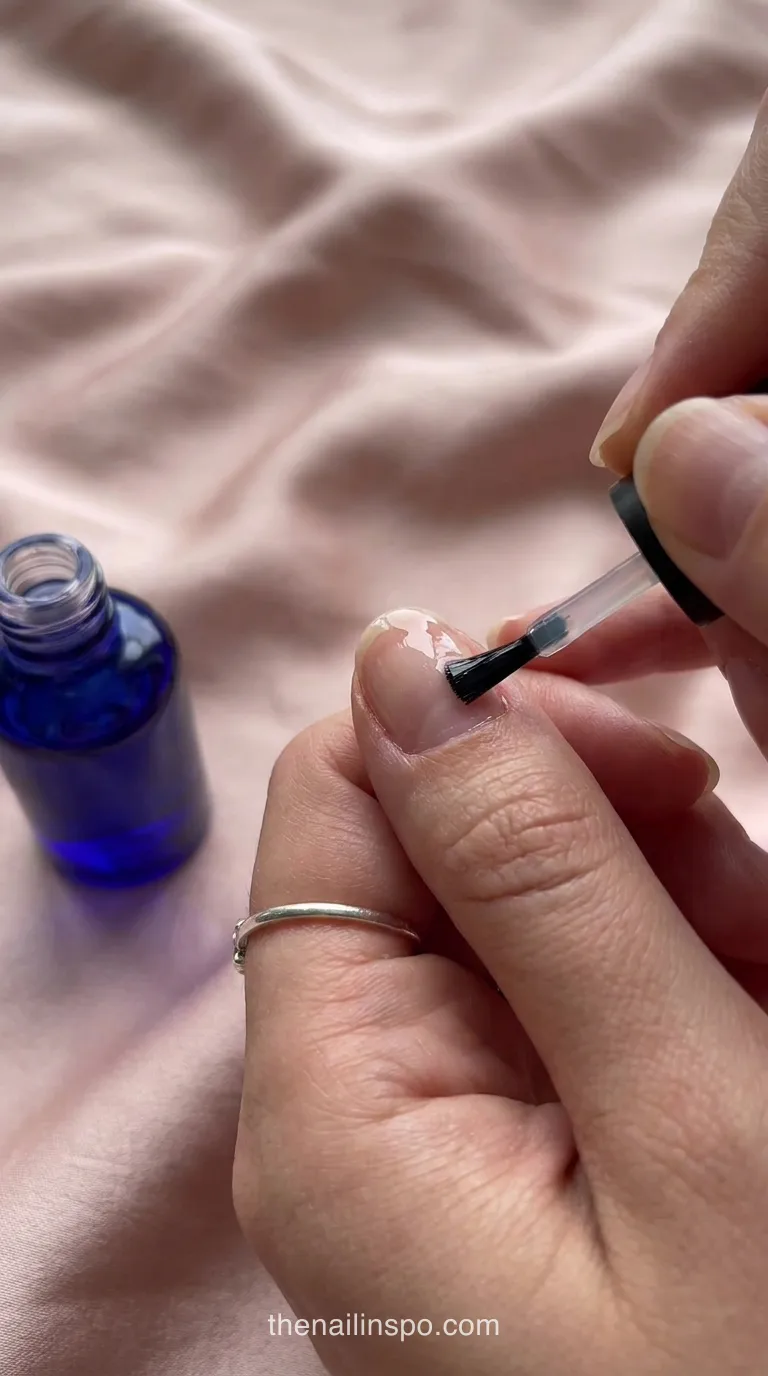 Navy Polish Base Coat Application