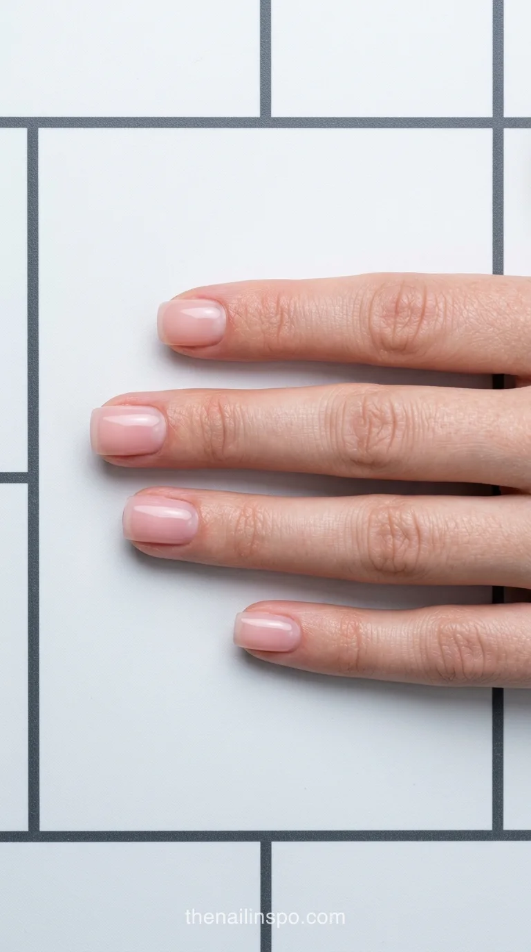 Short Bitten Nail Gel Overlay Top View